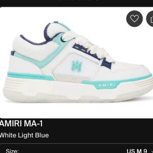 Amiri MA-1 Sneakers in White/Tan/Turquoise Blue